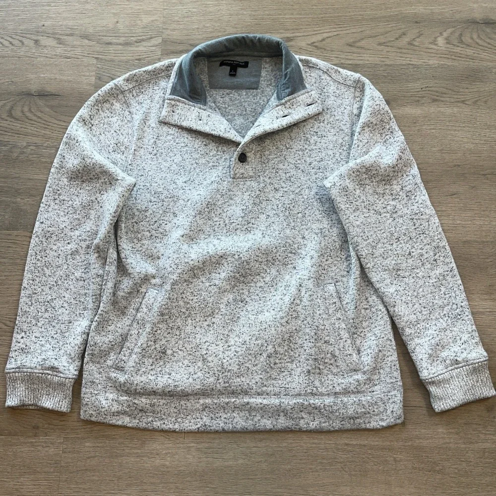 Banana Republic Mens Sweatshirt Botton Front,  Heavyweight  Knit- L  Pockets
